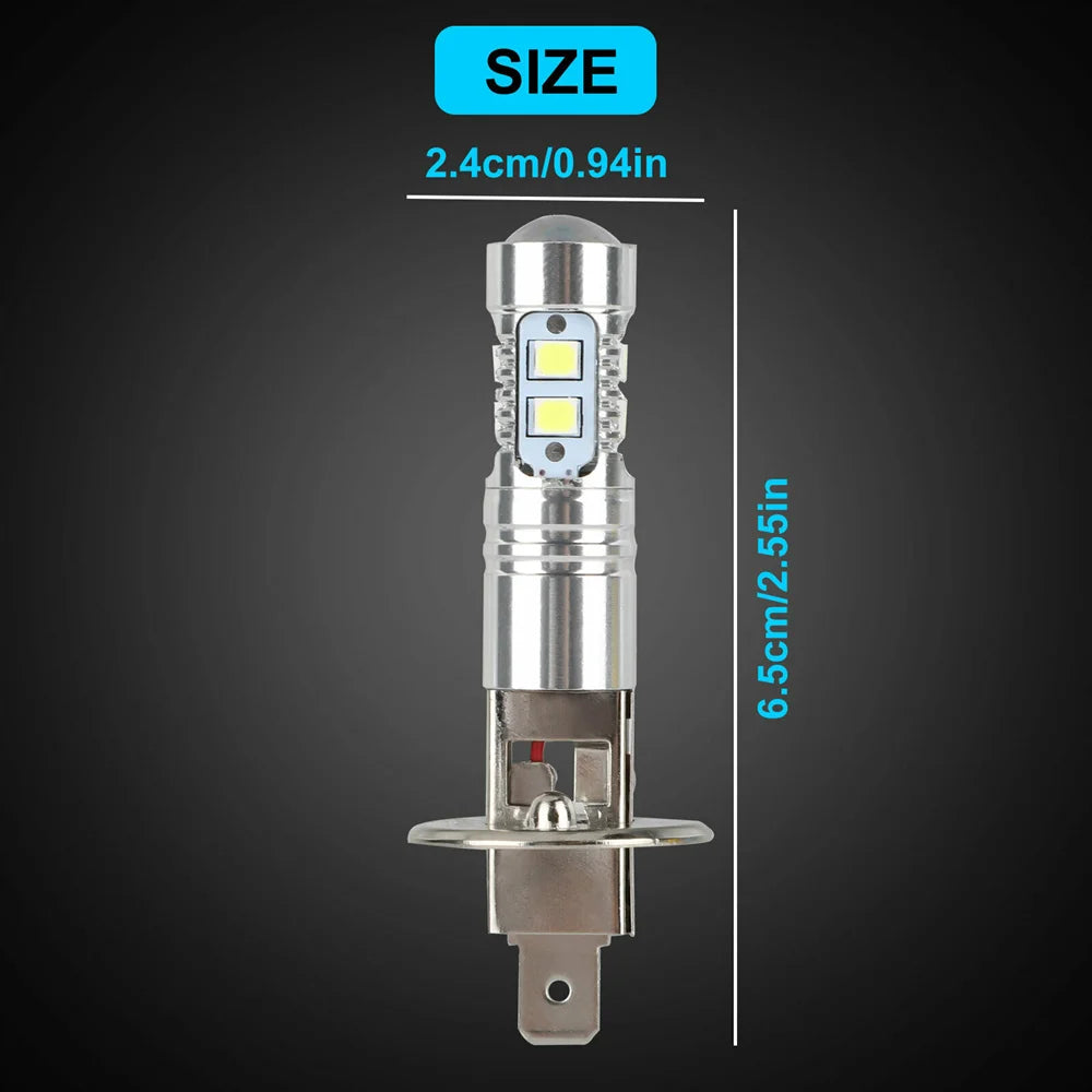 2Pcs H1 LED Car Lights H3 LED Bulb Xenon White Light Atuo Lamps for Car Headlight Bulbs 12V 24V 50W Lighting Fog Lamps