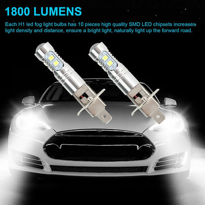 2Pcs H1 LED Car Lights H3 LED Bulb Xenon White Light Atuo Lamps for Car Headlight Bulbs 12V 24V 50W Lighting Fog Lamps