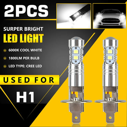 2Pcs H1 LED Car Lights H3 LED Bulb Xenon White Light Atuo Lamps for Car Headlight Bulbs 12V 24V 50W Lighting Fog Lamps