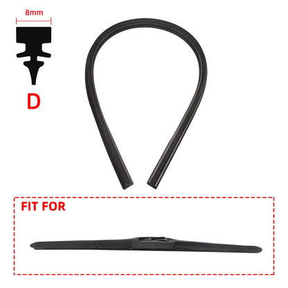 Auto Car All Seasons Windshield Wiper Blades Refills Natural Rubber Strips Wiper Blade Replacement Parts All Types Fit 14"- 32"