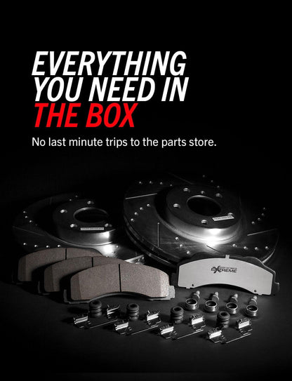 Front Brake Kit for Ford F-450 Super Duty 1999-04 |F-550 Super Duty 1999-04 |E-550 Super Duty 2003 - Truck & Tow Carbon Fiber Ceramic Brake Pads + Drilled & Slotted Rotors Upgrade, K5185-36