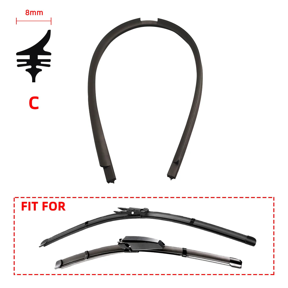 Auto Car All Seasons Windshield Wiper Blades Refills Natural Rubber Strips Wiper Blade Replacement Parts All Types Fit 14"- 32"