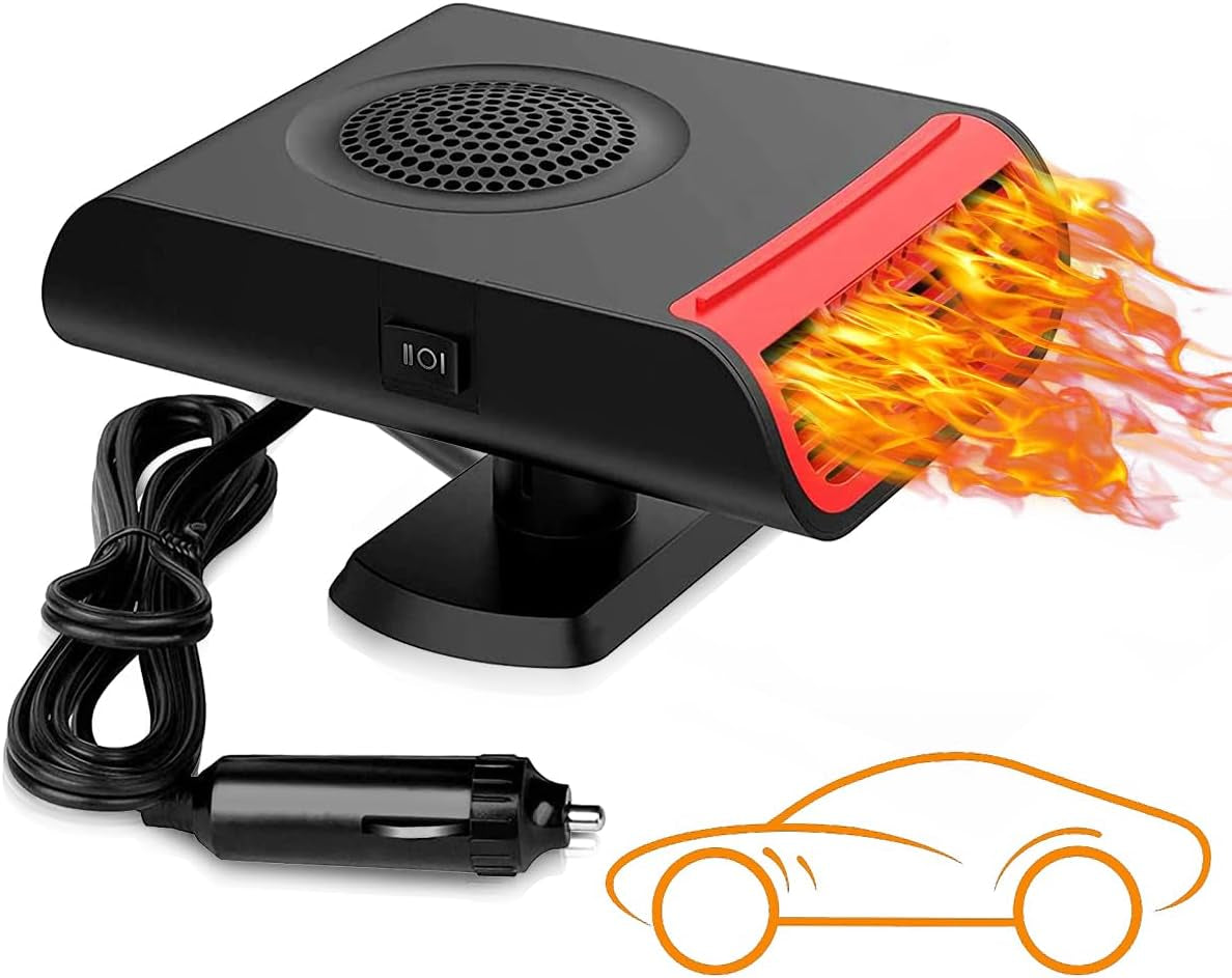 12V 150W Car Heater, Portable Windshield Heater, Defogger, Defroster, Newly Upgrade 2 in 1 Fast Heating Vehicle Heater,Can Be Inserted into Cigarette Lighter Vine1