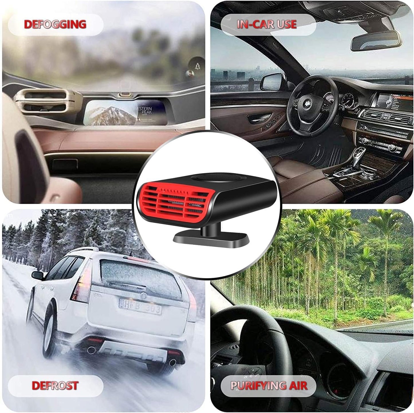 12V 150W Car Heater, Portable Windshield Heater, Defogger, Defroster, Newly Upgrade 2 in 1 Fast Heating Vehicle Heater,Can Be Inserted into Cigarette Lighter Vine1