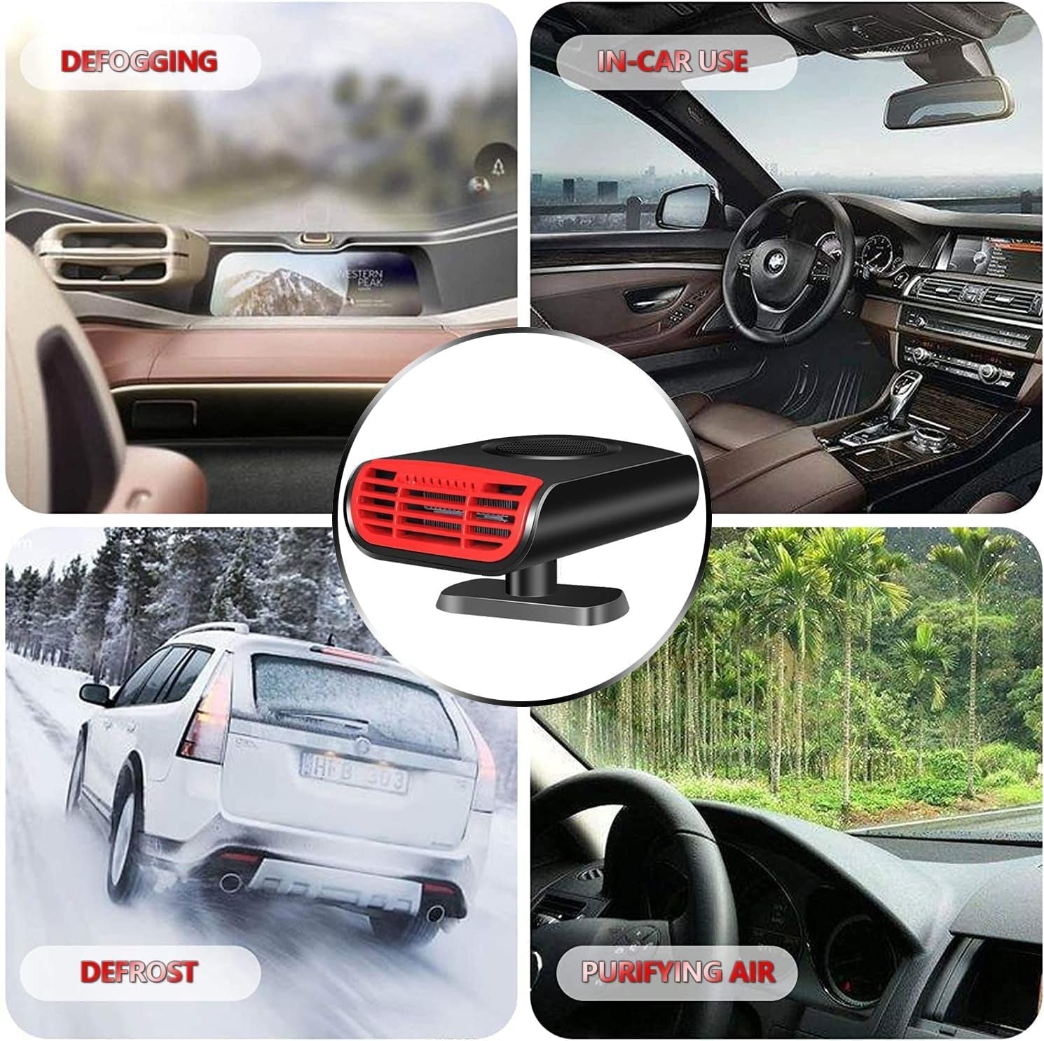 12V 150W Car Heater, Portable Windshield Heater, Defogger, Defroster, Newly Upgrade 2 in 1 Fast Heating Vehicle Heater,Can Be Inserted into Cigarette Lighter Vine1